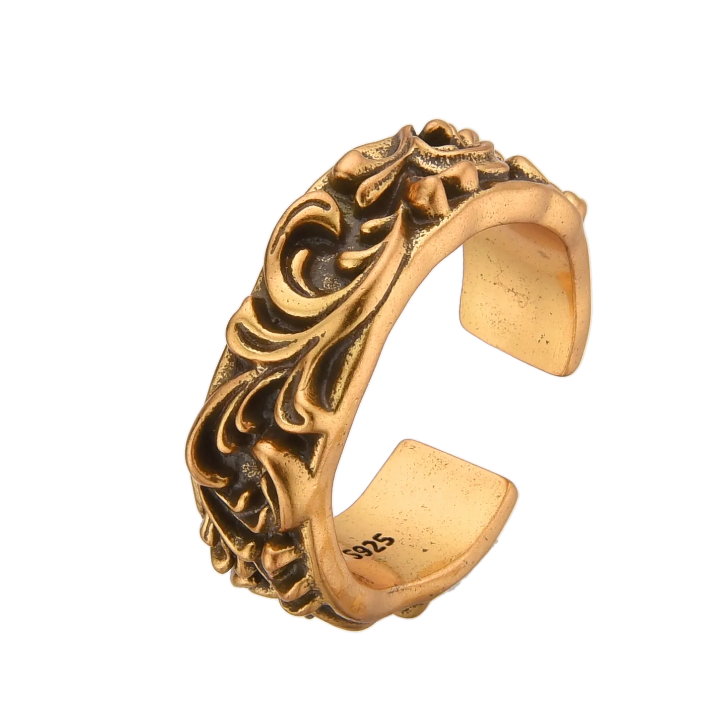 [full] - Floral Gold Sterling Silver Ring