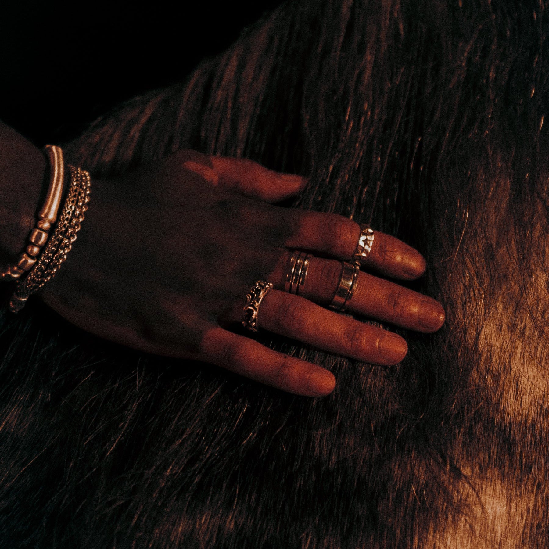 [full] Hand with sterling silver rings