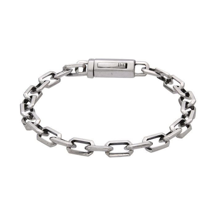 [full] - Sterling silver chain bracelet with angular links and sleek, polished finish.