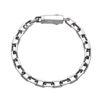 [full] - Sterling silver chain bracelet with angular links and sleek, polished finish.