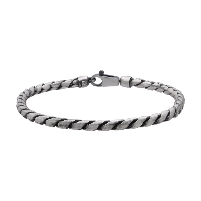 [full] - Rounded curb link bracelet in sterling silver with rugged gun-metal finish.