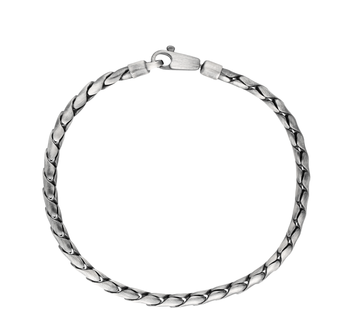 [full] - Rounded curb link bracelet in sterling silver with rugged gun-metal finish.