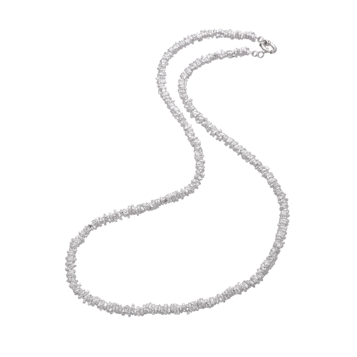 [full] - Sterling silver disc bead necklace with a polished, faceted finish and luxurious shine