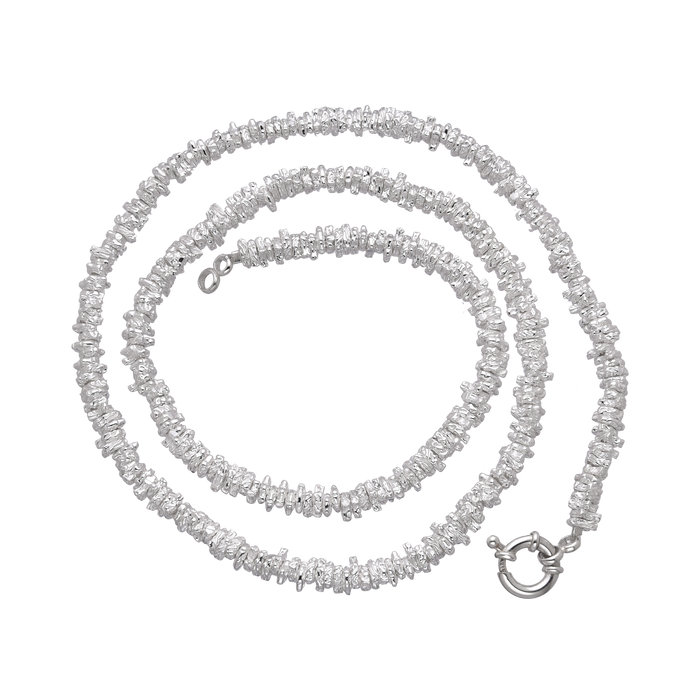 [full] - Sterling silver disc bead necklace with a polished, faceted finish and luxurious shine