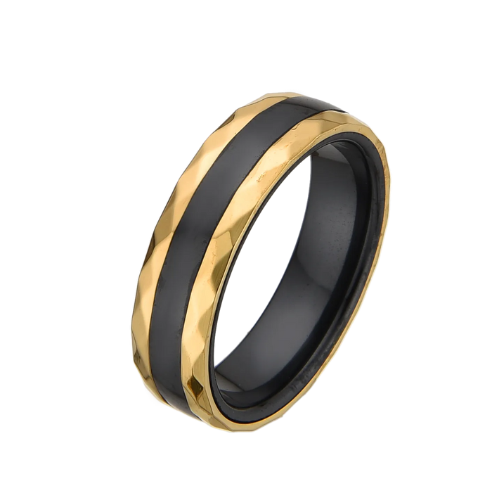 [full] - Black Ceramic Ring, Stainless Steel Ring