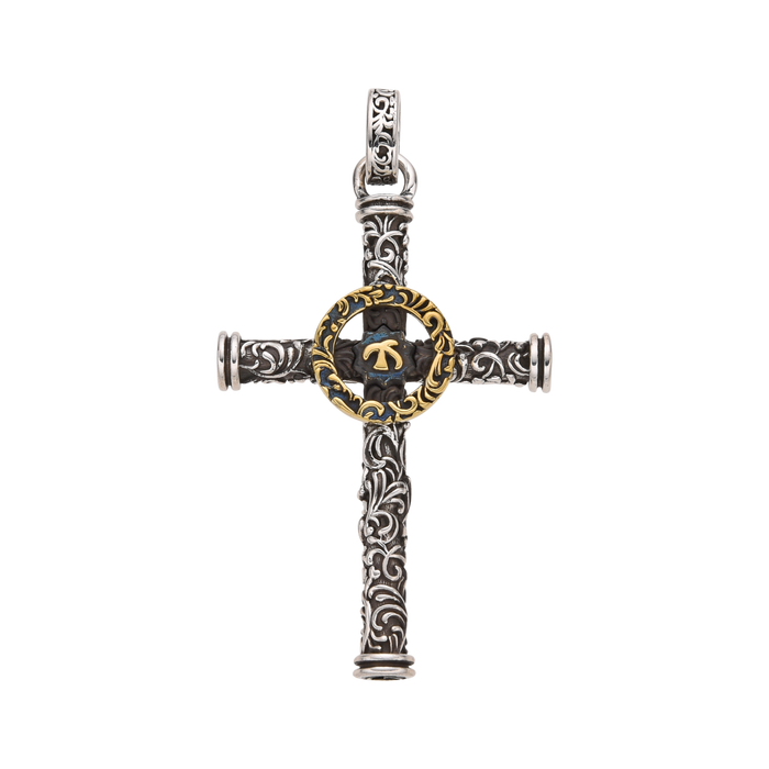 [full] Pendant in sterling silver with cross and golden details.