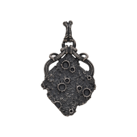 [full] - Sterling silver pendant with rugged lunar texture and antique finish.