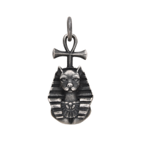 [full] Pendant in sterling silver with a cat head and Ankh symbol.