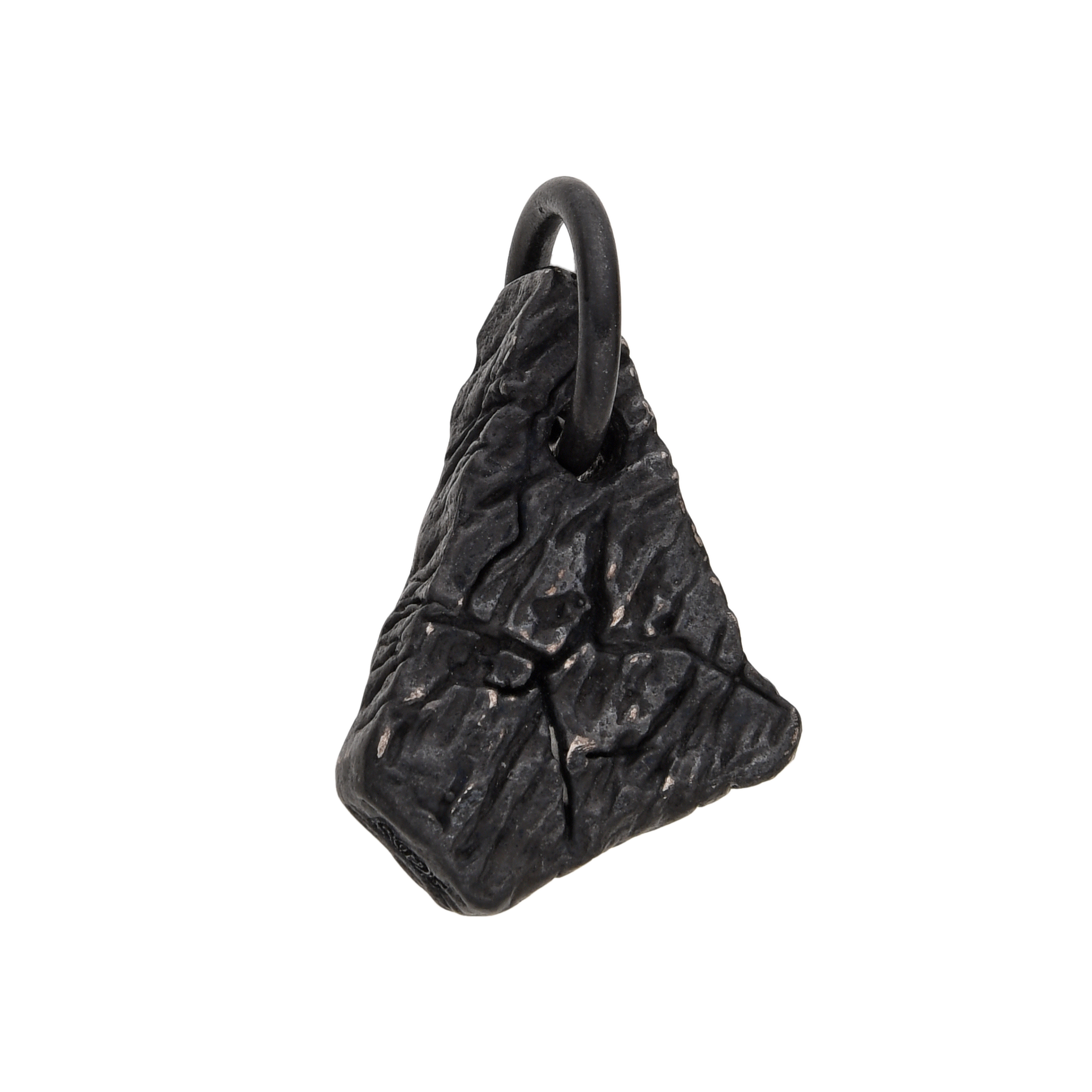 [full] - Sterling silver rugged stone pendant with oxidised finish.