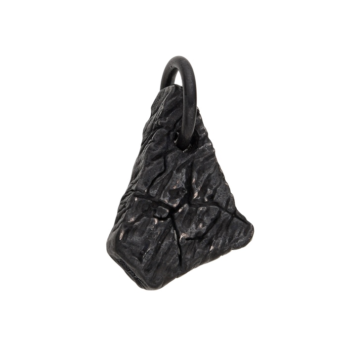 [full] - Sterling silver rugged stone pendant with oxidised finish.
