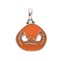 [full] Pendant in sterling silver with an orange pumpkin face.