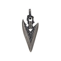 [full] – Arrowhead-style sterling silver pendant with textured oxidised finish