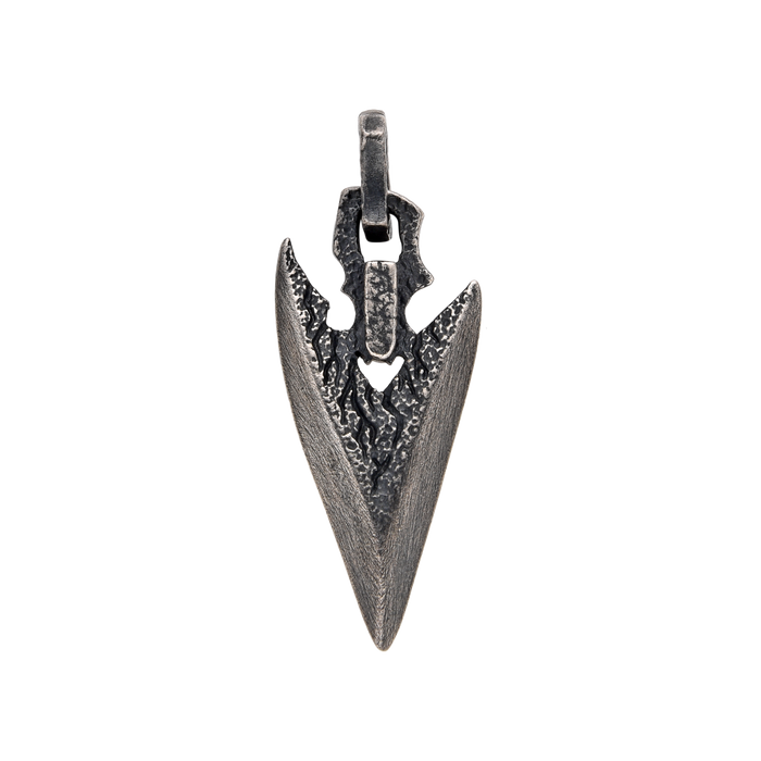 [full] – Arrowhead-style sterling silver pendant with textured oxidised finish