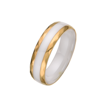 [full] - White Ceramic Ring, Stainless Steel Ring