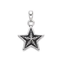 [full] Sterling silver pendant with a five-pointed star and oxidised details.