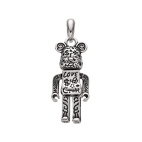 [full]- Sterling silver bear pendant with graffiti engraving and matte oxidized finish.