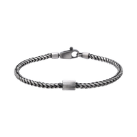 [full] - Sterling silver Franco chain bracelet with octagonal centerpiece and dark ruthenium plating.