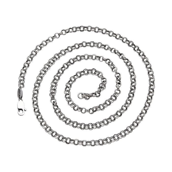 [full] - Sterling silver chain necklace with interlocking links and a fluid, modern design