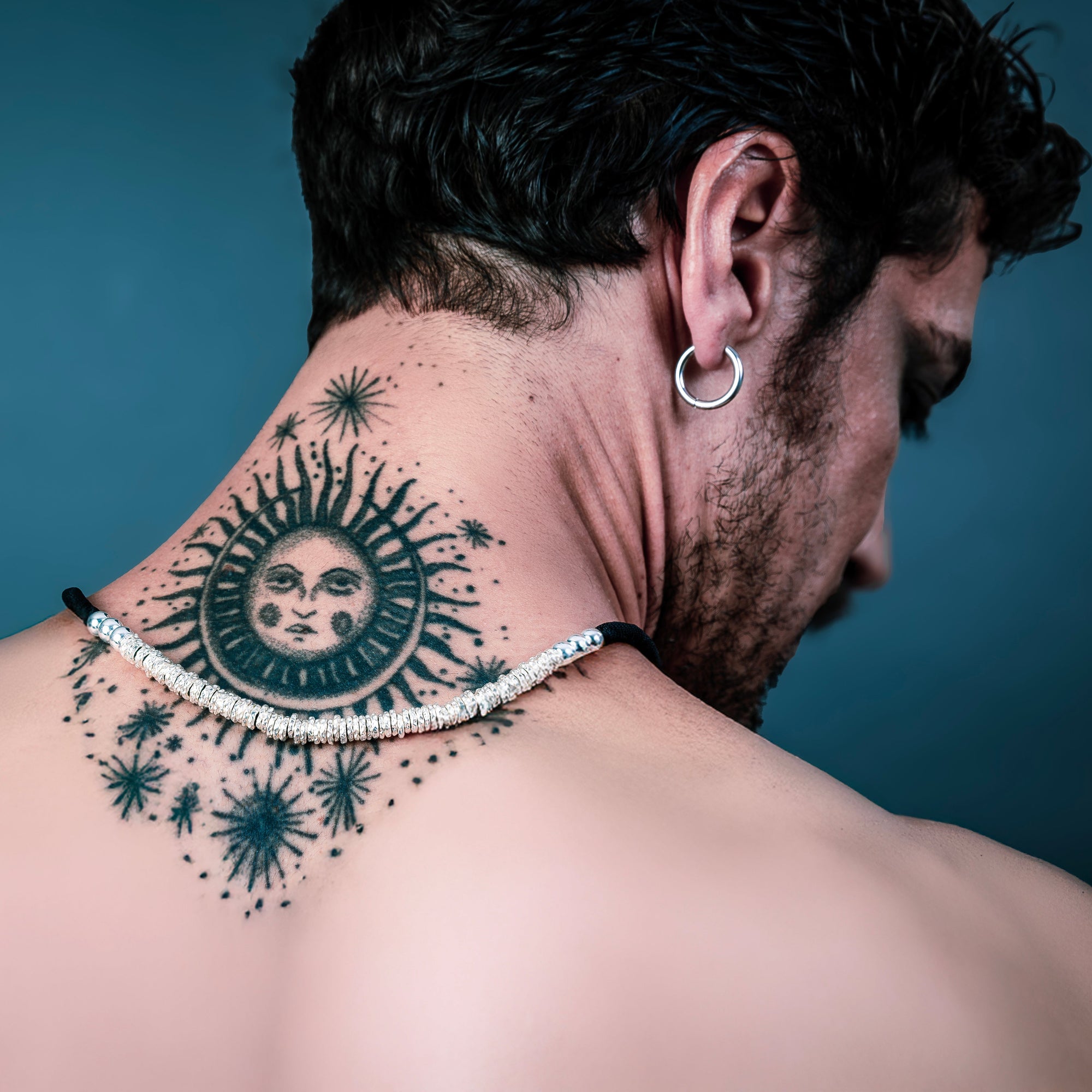 [full] - Men with Sterling silver cordura necklace