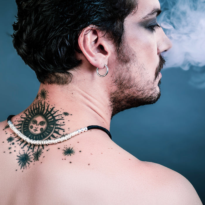 [full] - Men with Sterling silver cordura necklace
