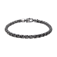 [full] - Double Venetian link bracelet in sterling silver with dark ruthenium plating and micro-fused clasp.