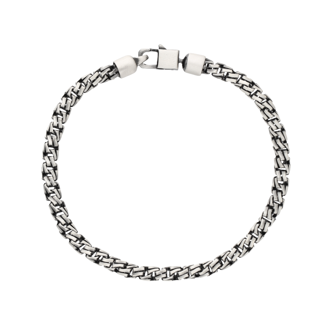[full] - Double Venetian link bracelet in sterling silver with dark ruthenium plating and micro-fused clasp.