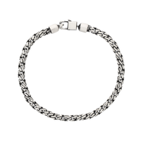 [full] - Double Venetian link bracelet in sterling silver with dark ruthenium plating and micro-fused clasp.