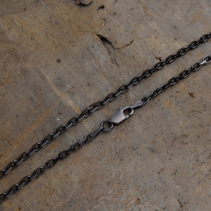 [full]- Silver chain with dark ruthenium plating