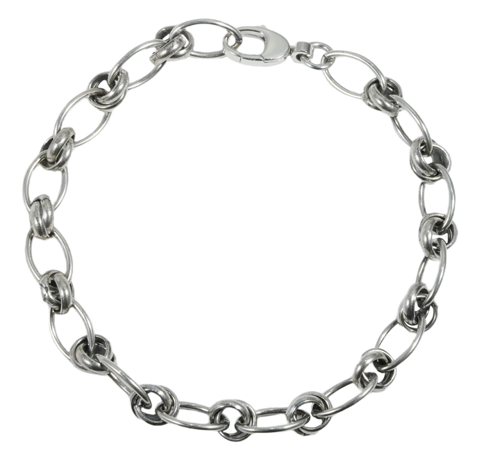 [full] Silver chain bracelet on a white background