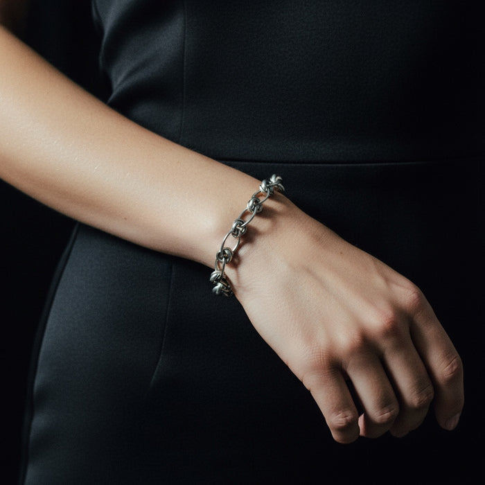 [full] Close-up of sterling silver bracelet
