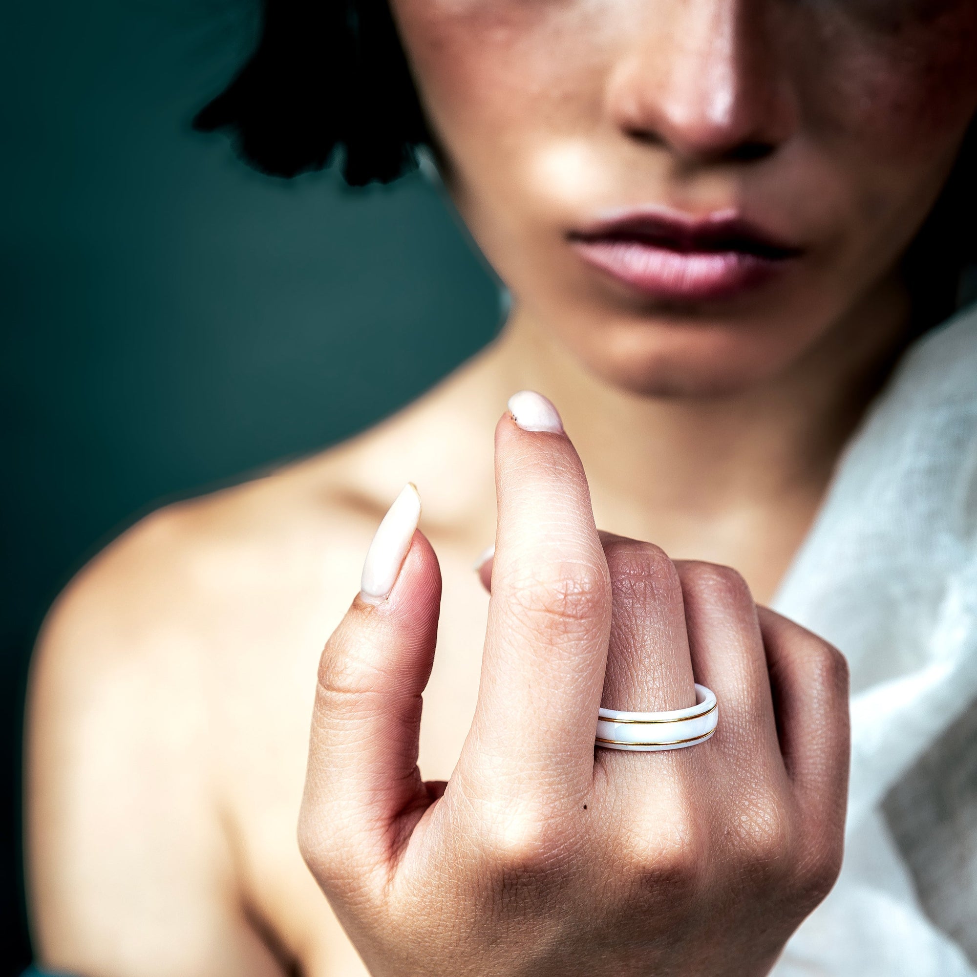 [full] - Halo ceramic white ring