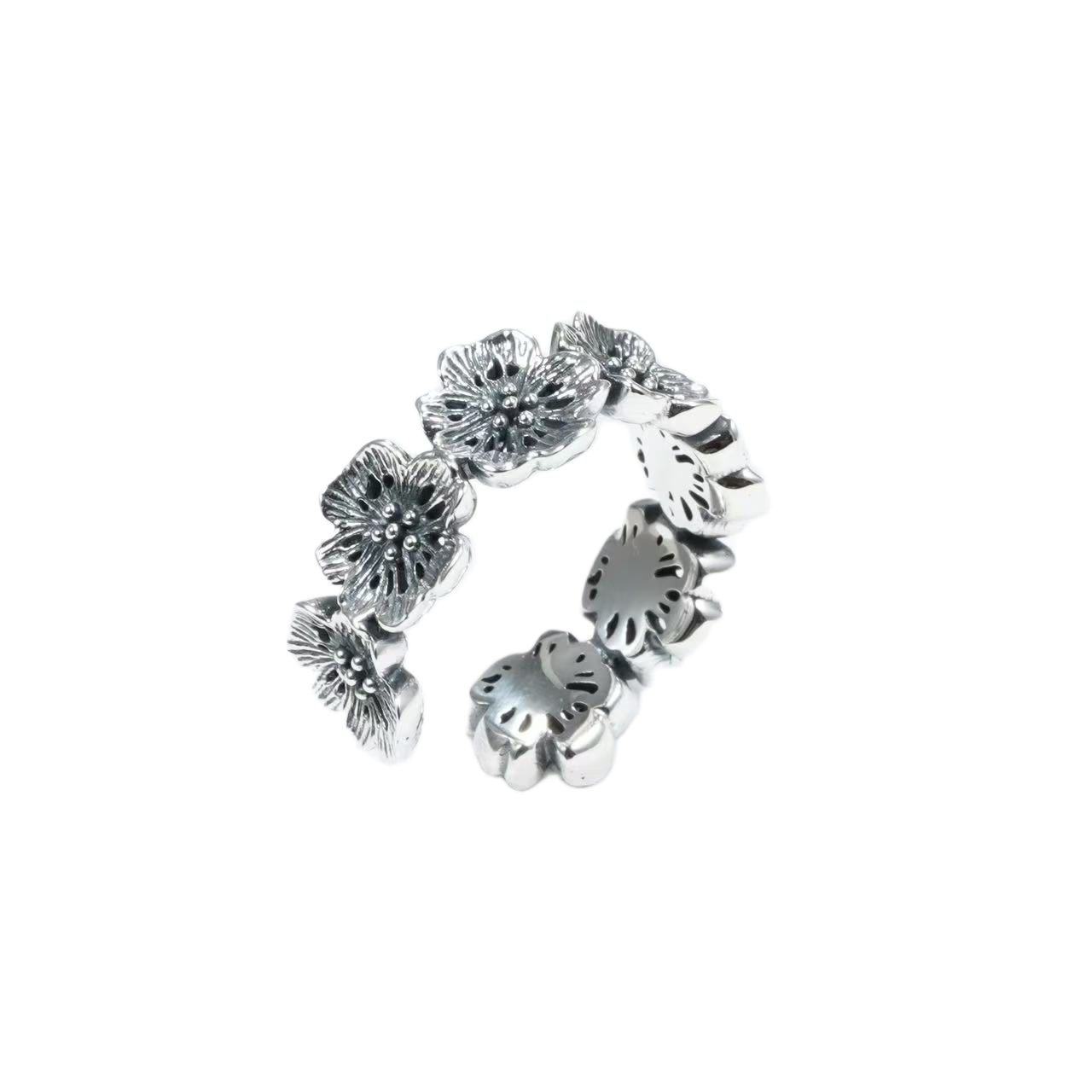 [full] - sterling silver floral ring