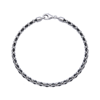 [full] - Sterling silver chain bracelet with polished black stones and rhodium finish.