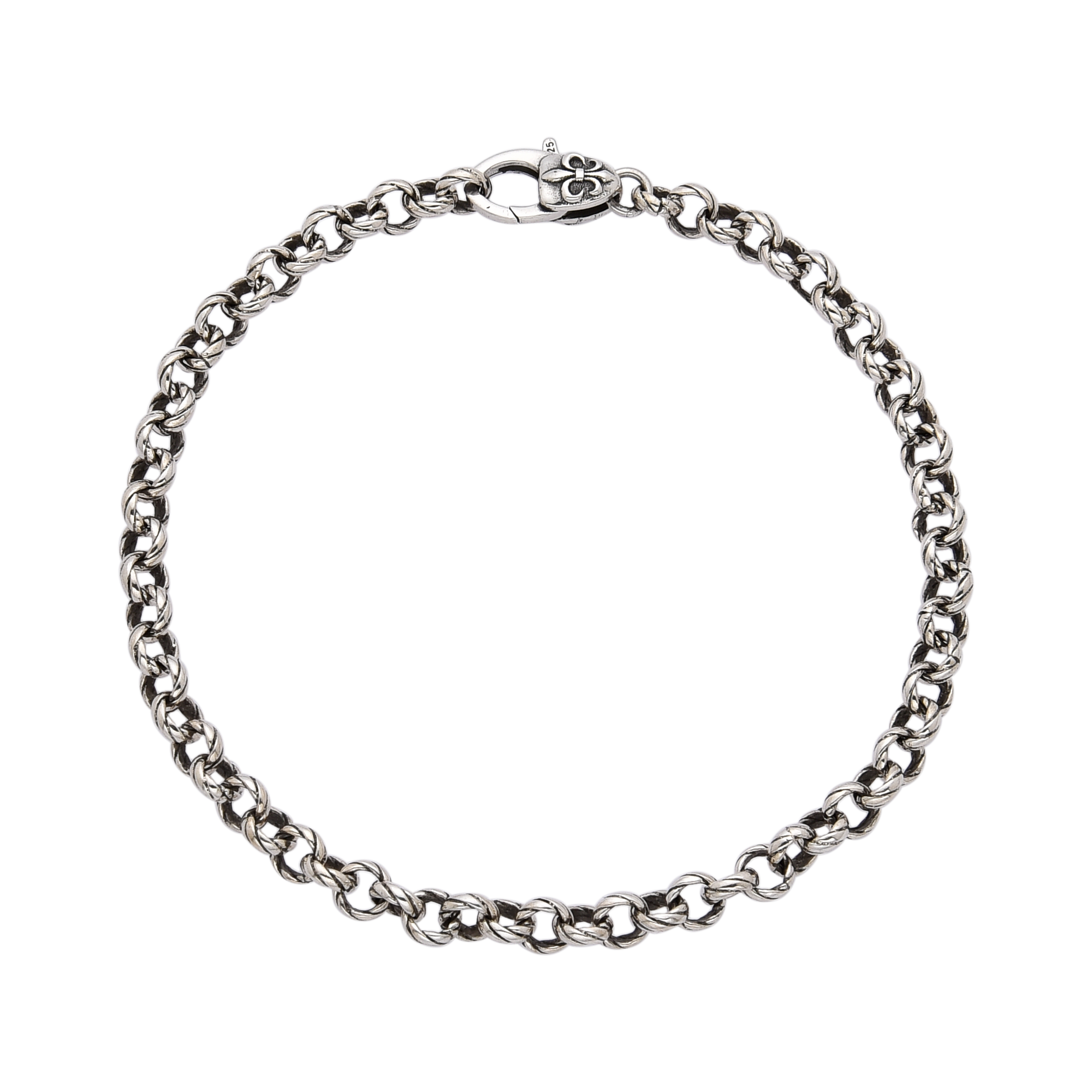 [full] Silver chain bracelet on a white background