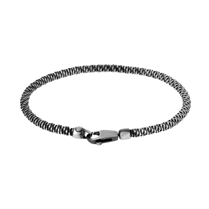 [full] - Mirror-snake design sterling silver bracelet with dark gun-metal ruthenium plating and seamless clasp.