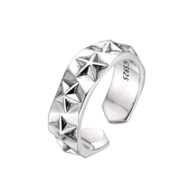 [full] Silver ring with star designs