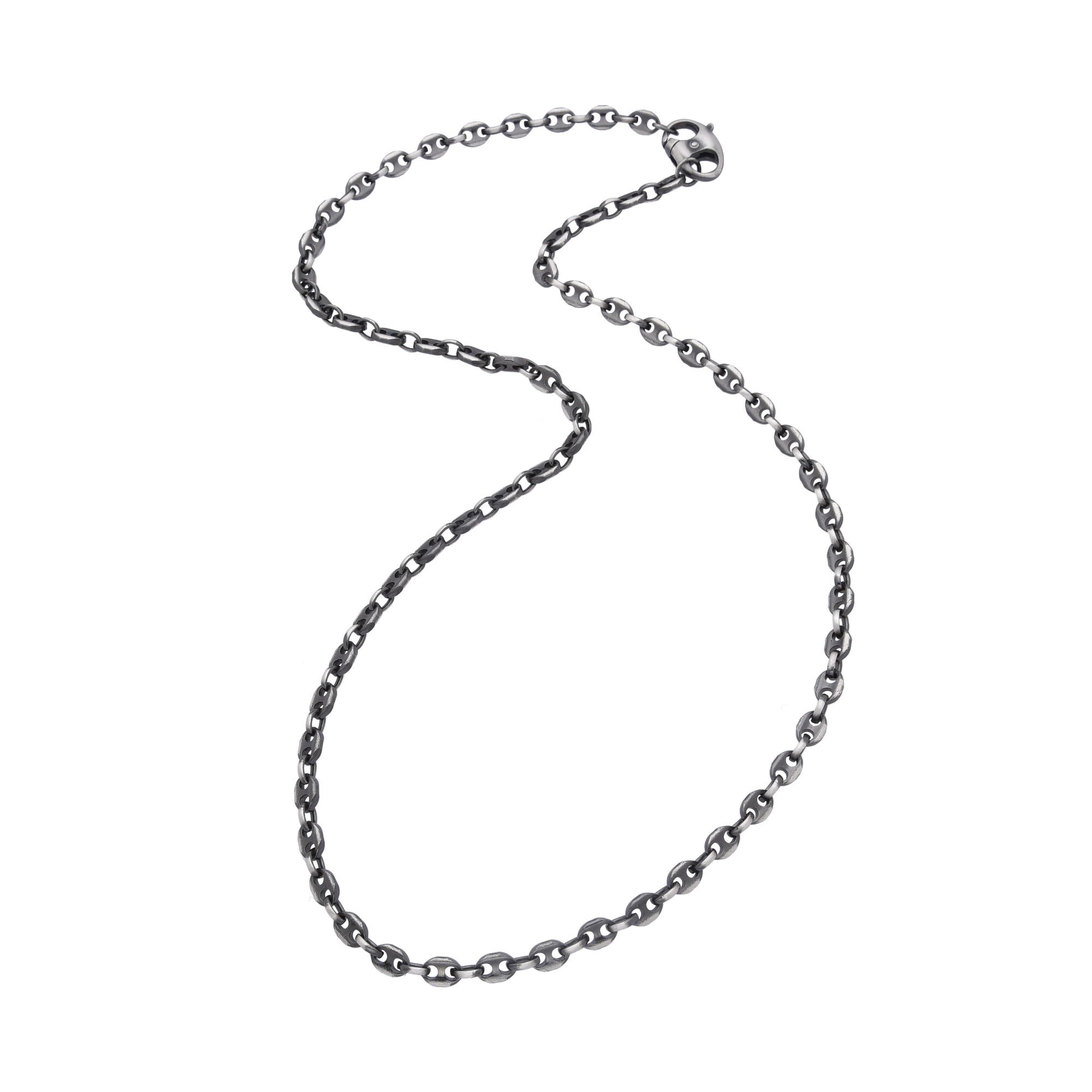 [full]- OBSIDIAN silver necklace with ruthenium plating