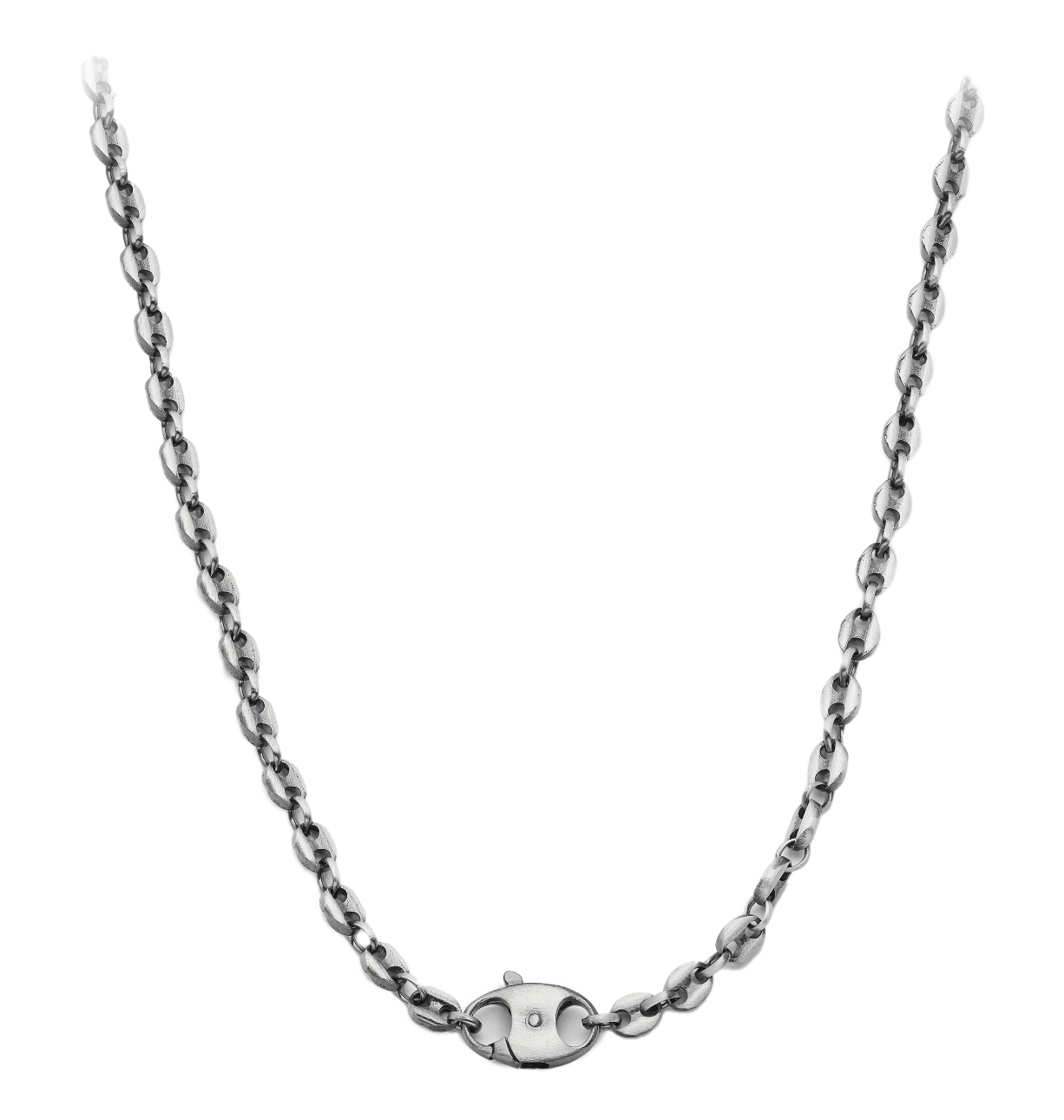 [full]-OBSIDIAN silver necklace with ruthenium plating