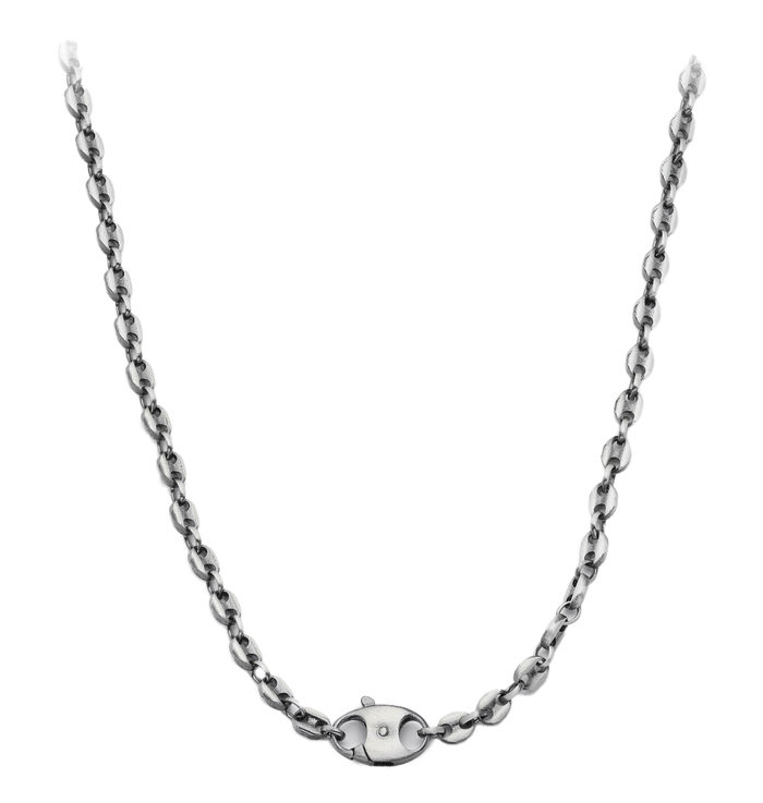[full]-OBSIDIAN silver necklace with ruthenium plating