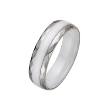[full] - White Ceramic Ring, Stainless Steel Ring