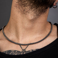 [full] - Man wearing Pikun oxidised sterling silver necklace