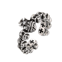 [full] Silver ring with cross and skull designs