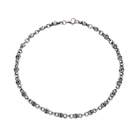 [full] - Sterling silver skull link bracelet with oxidised details and polished highlights.