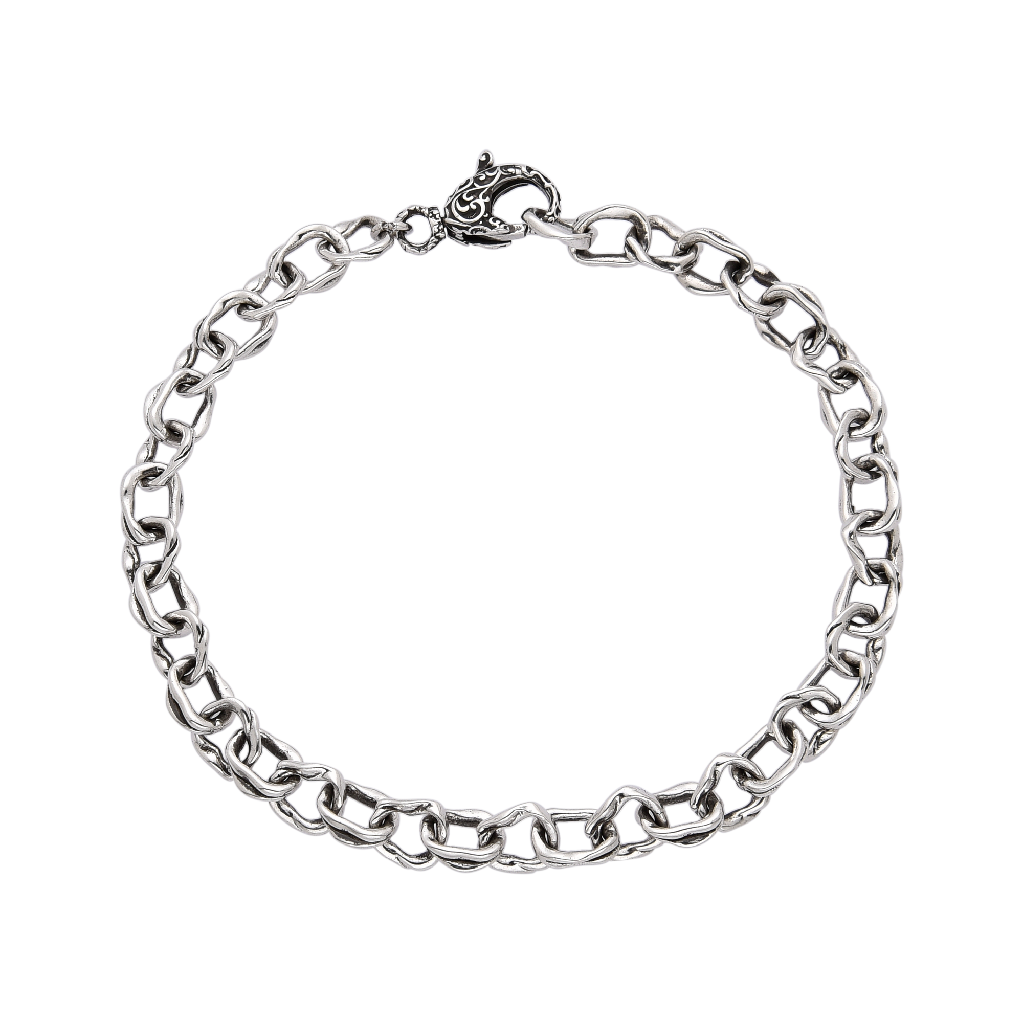 [full] Silver chain bracelet on a white background