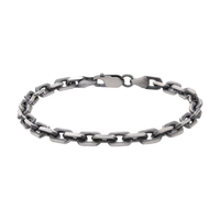 [full] - Sterling silver bracelet featuring ruthenium-plated links with brushed gun-metal texture.