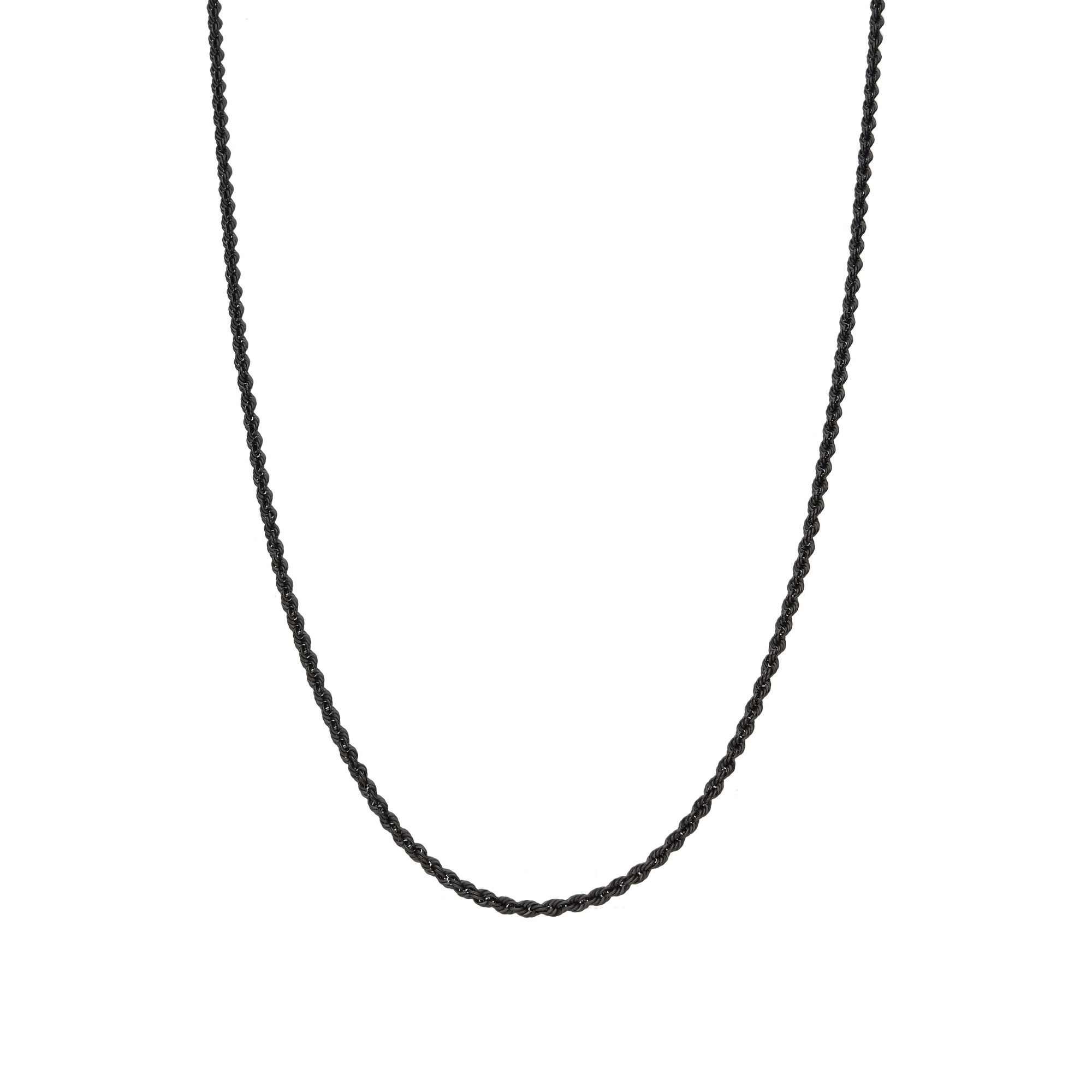 [full] Silver chain necklace with dark ruthenium plating on a white background