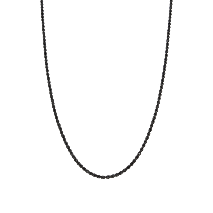 [full] Silver chain necklace with dark ruthenium plating on a white background