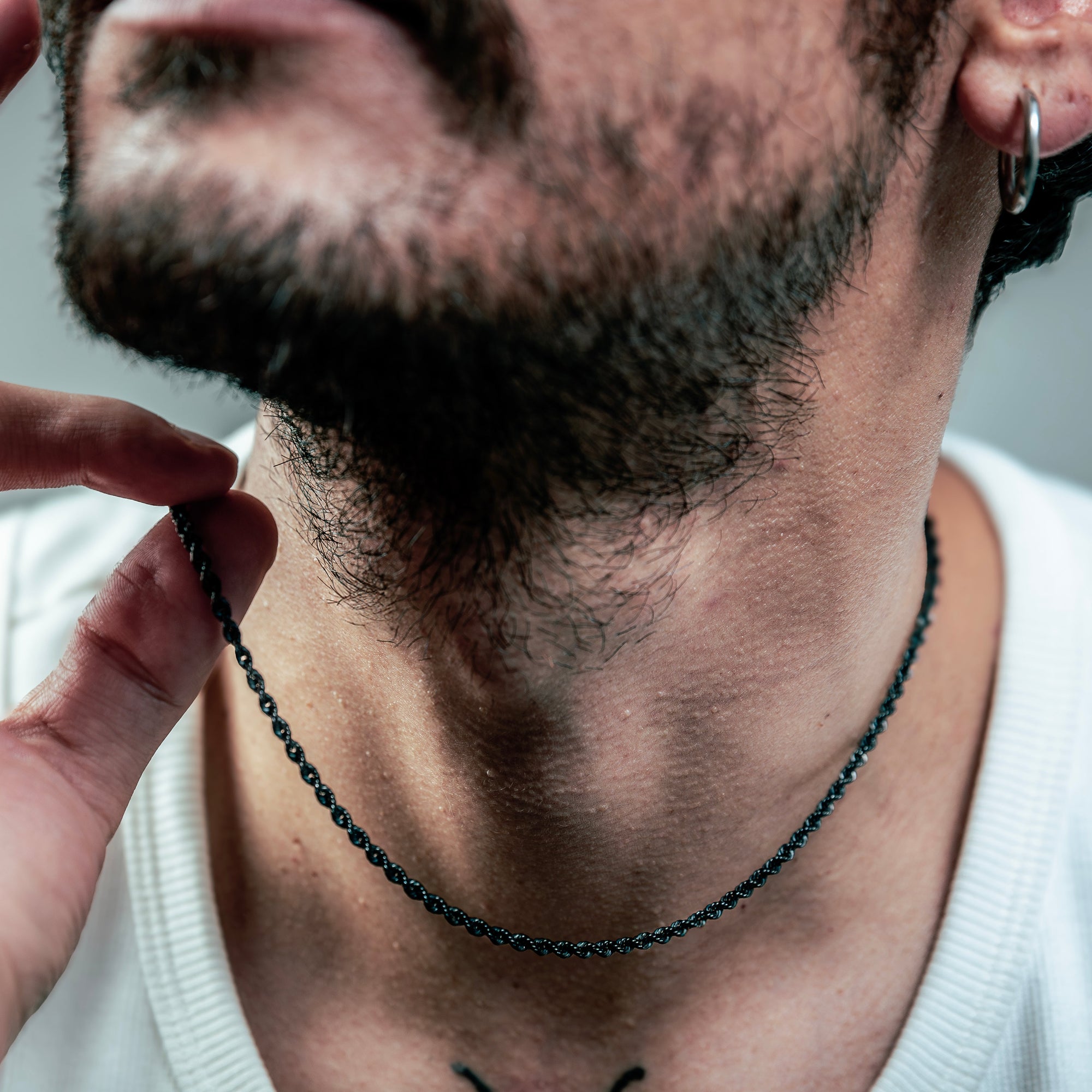 [full] - shadow sterling silver and dark ruthenium corda chain