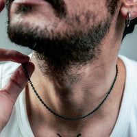 [full] - shadow sterling silver and dark ruthenium corda chain
