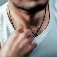 [full] - shadow sterling silver and dark ruthenium corda chain